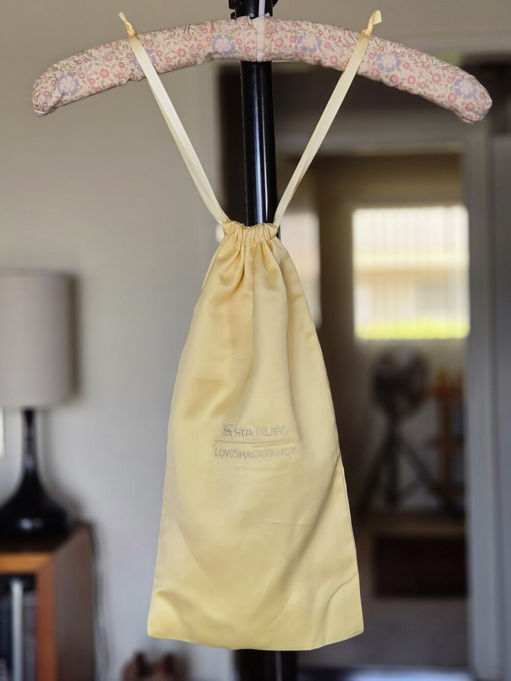 Stanley X LoveShackFancy Butter Yellow Satin Drawstring Bag